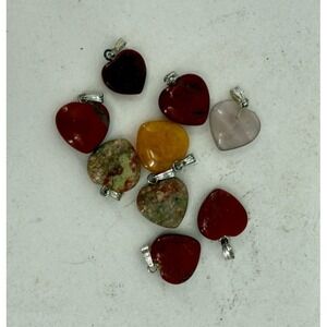 t Mixed Natural Stone Gemstone Heart Pendant Beads Reiki Chakra Healing